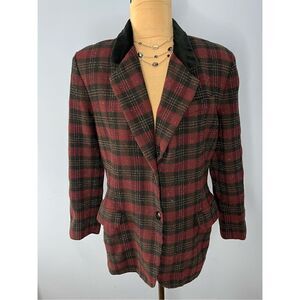 Vintage J. H. Collectibles Women’s U.S. 12 100% Virgin Wool Red Black Blazer